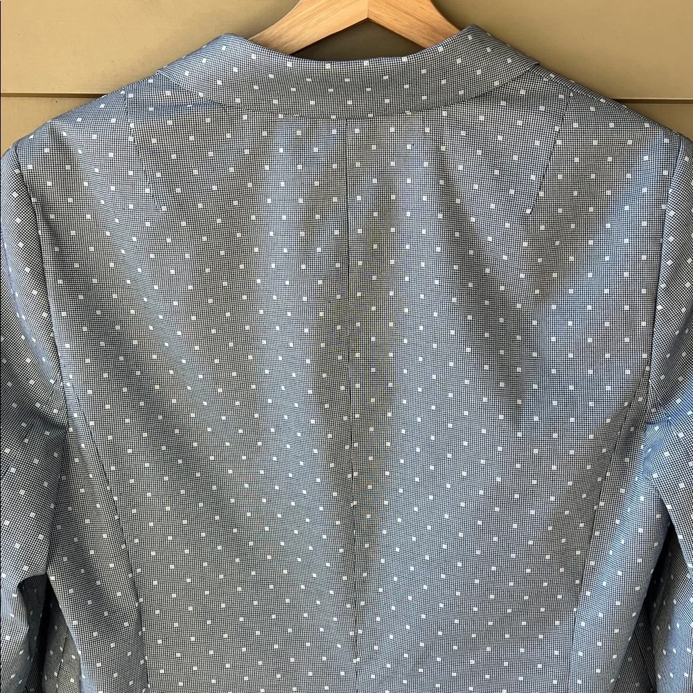 Talbots New w Tag Sz 12 Gray Polkadot Textured Essential Blazer Cotton Spandex